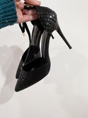 Eloshman Faux Crocodile Strappy Sandals Black Size CN 38 Size US 7.5